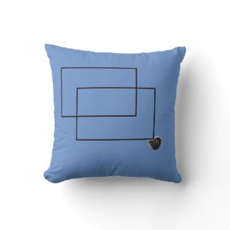 Japandi sea life coastal blue neutral monochrome throw pillow