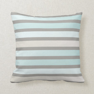 Japandi Stripes Taupe Light Blue Throw Pillow