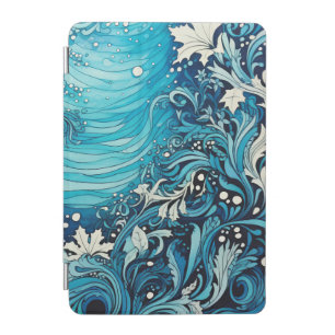 Japandi Style Art Hokusai Inspired Pattened iPad Mini Cover