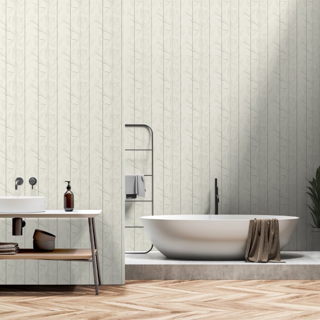 Japandi style light sage herbal elements wallpaper wallpaper  (Bathroom)