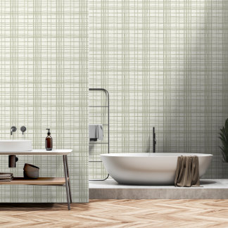 Japandi style sage geometric elements wallpaper