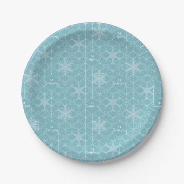 Japandi style Snowflake Wedding Paper Plates (Front)