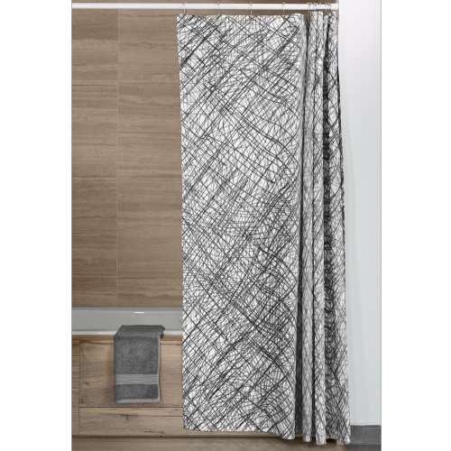 Japandi texture style simple lines scribble shower curtain