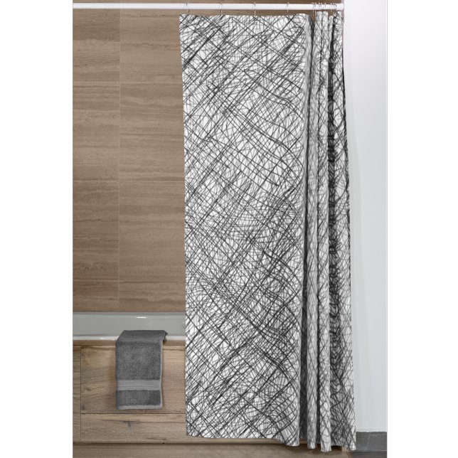 Japandi texture style simple lines scribble shower curtain (Japandi style shower curtain)