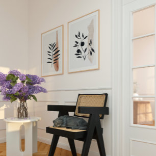 Japandi watercolor abstract print wall art sets