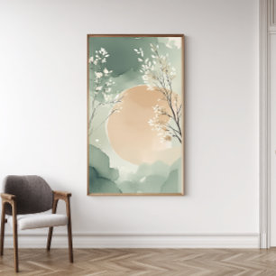 Japandi Watercolor Floral Art Print Poster