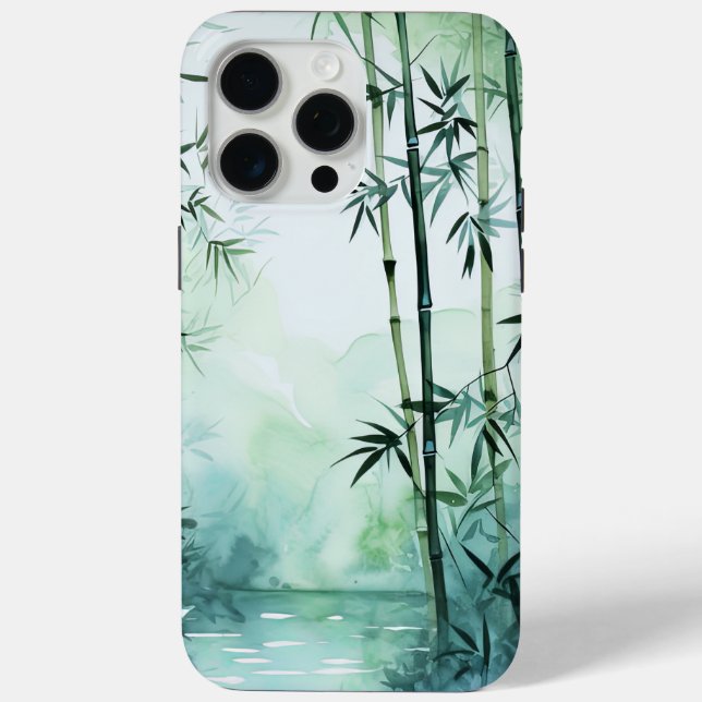 Japandi Watercolour Inspired Bamboo Art Case-Mate iPhone Case (Back)