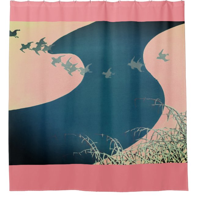 JAPANESE ABSTRACT LANDSCAPE ART Shower Curtain (Front)