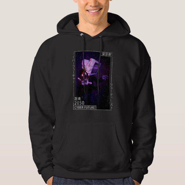 Japanese Aesthetic Cyberpunk Cyborg - 80s Futurism Hoodie (Front)