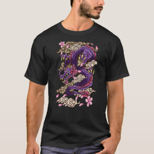 Japanese Aesthetic Dragon Tattoo style Sakura Cher T-Shirt