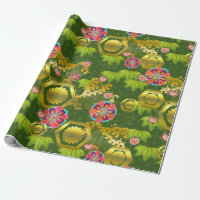 Japanese aesthetic kimono style pattern  wrapping paper
