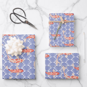 Japanese Aesthetic Koi Fish Wrapping Paper Sheets
