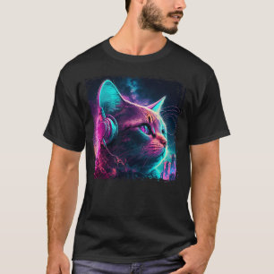 Japanese Aesthetic Synthwave Cat Vaporwave Anime F T-Shirt