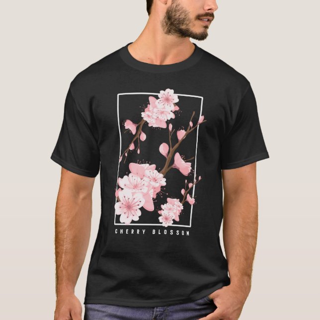 Japanese Aesthetic Vaporwave Cherry Blossom T-Shirt (Front)