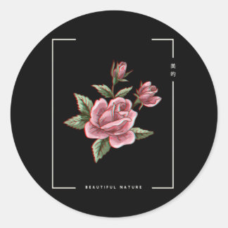Japanese Aesthetic Vaporwave Nature Flower Glitch  Classic Round Sticker
