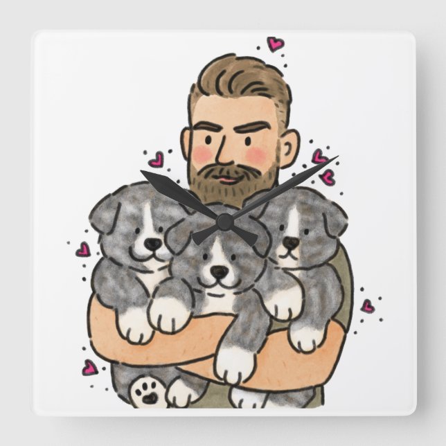 Japanese Akita Inu Brindle Square Wall Clock (Front)