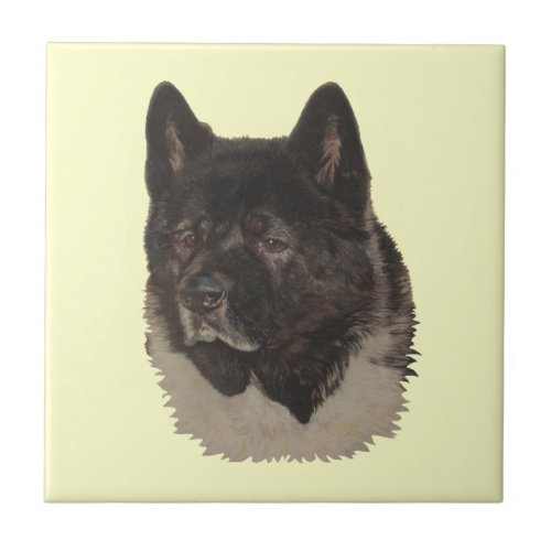 Japanese akita realist dog portrait tile