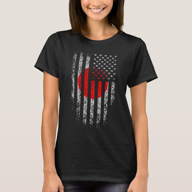 Japanese American Flag Grunge T-Shirt (Front)