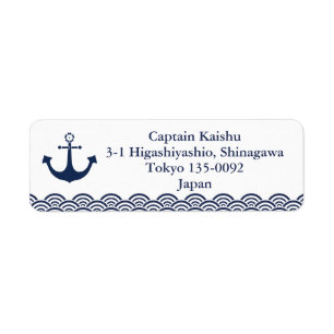 Japanese anchor and waves return address label