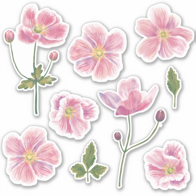 Japanese Anemone Flower Sticker (Front)
