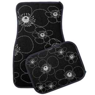 Japanese Anemones on Black  Car Floor Mat