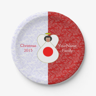 Japanese Angel Black Hair Dressed in Flag Paper Plates