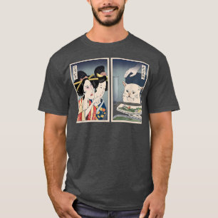 Japanese Angry Lady Yelling At Confused Cat At Din T-Shirt