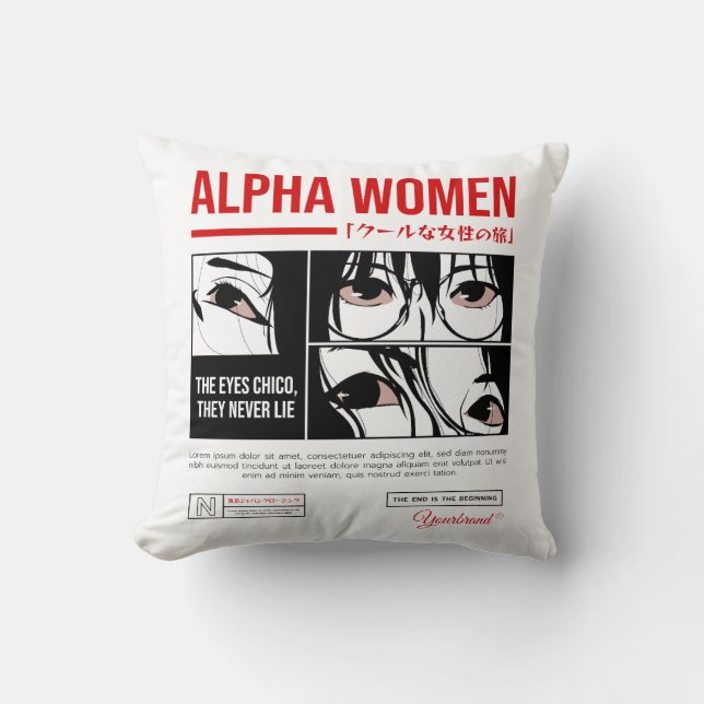 Japanese Anime Alpha Women Throw Pillow (Front)