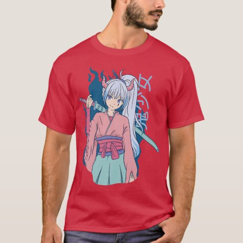Japanese Anime Demon Samurai Ninja Girl Katana Swo T_Shirt