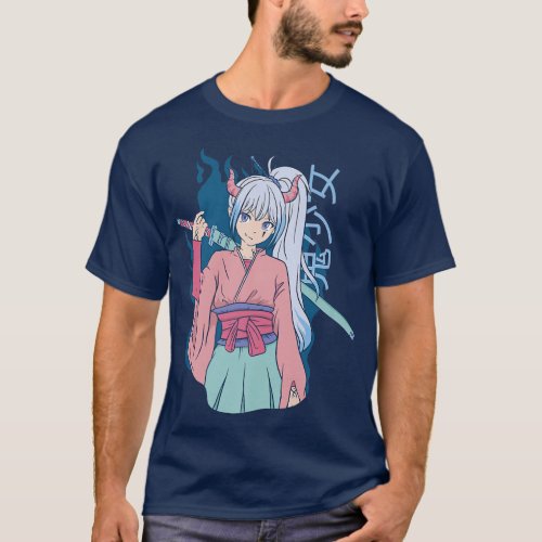 Japanese Anime Demon Samurai Ninja Girl Katana Swo T_Shirt