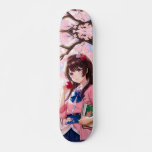 Japanese Anime Girl Under A Cherry Blossom Tree Skateboard at Zazzle