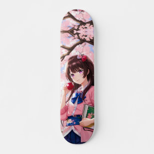 Anime skater boy with futuristic style and skateboard | Art Board Print