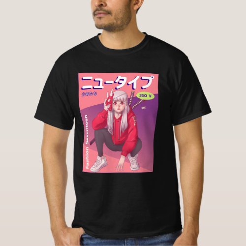 Japanese Anime Girl Waifu Otaku Aesthetic T_Shirt