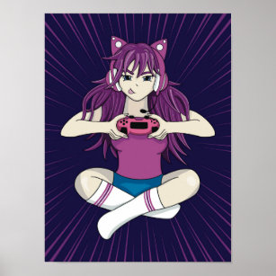 Japanese Anime Manga Gamer Video Game Girl Kawaii Poster