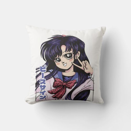 Japanese anime motif Make with Vexelscom Throw Pillow