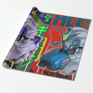 Japanese anime robot  wrapping paper