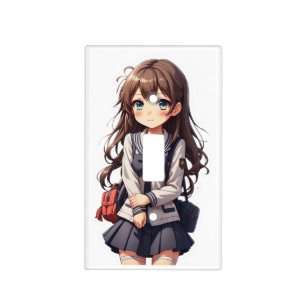 Japanese Anime School Girl Light Switch Cover