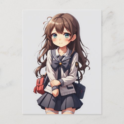 Japanese Anime School Girl Postcard