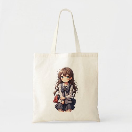 Japanese Anime School Girl Tote Bag