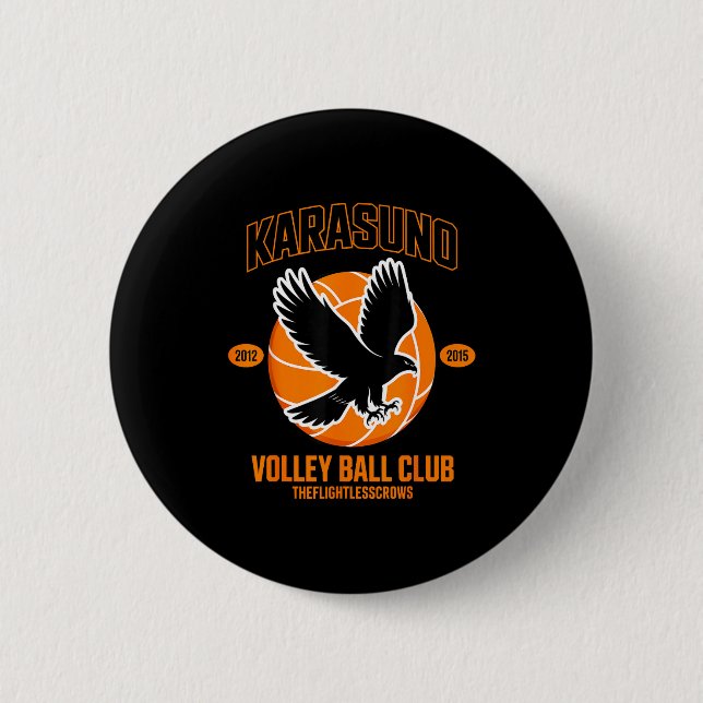 Japanese Anime Volleyball Club Karasunooo High  Button (Front)