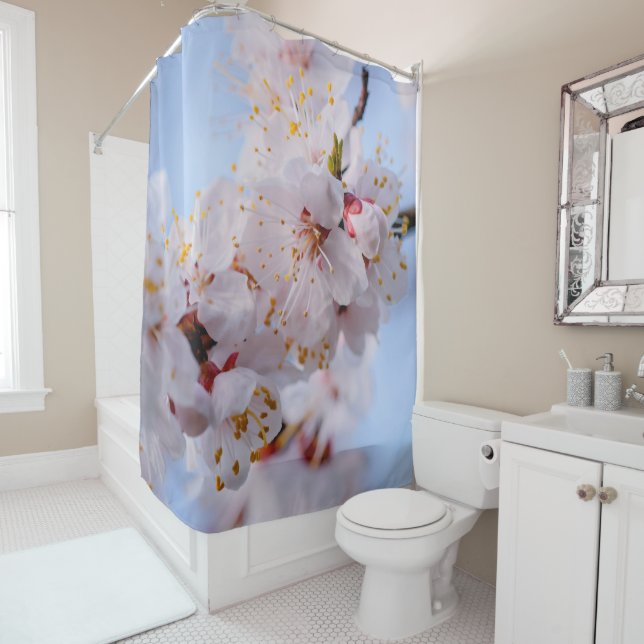 Japanese Apricot Blossom Shower Curtain (In Situ)