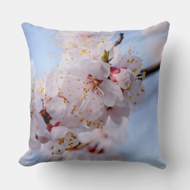 Japanese Apricot Blossom Throw Pillow (Front)