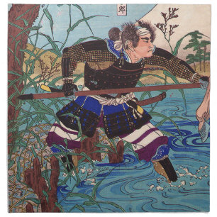 Japanese Art - A Samurai Ready To Attack Napkin