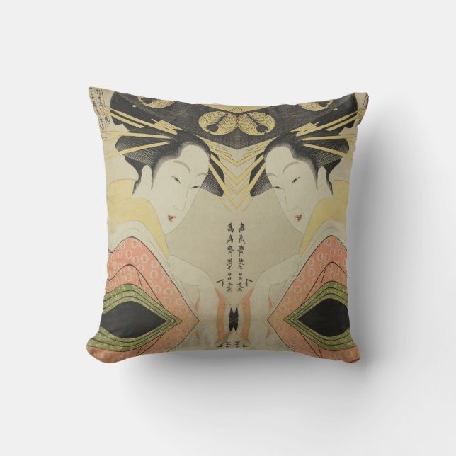 Japanese Art by Chokosai Eisho Throw Pillow (Front)