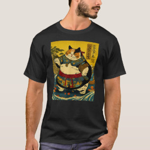 Japanese Art Cat Ninja Sumo Cat Anime Wrestler Cat T-Shirt