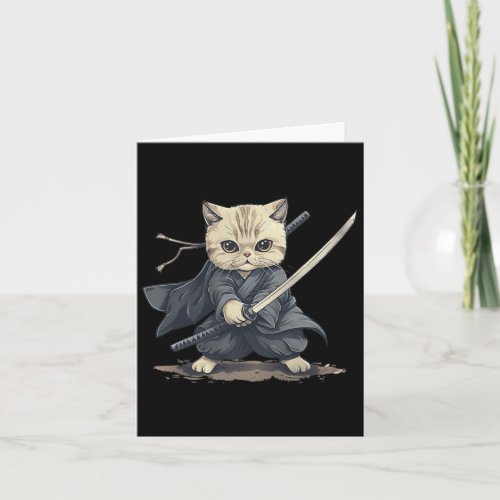 Japanese Art Cat Ninja Ukiyo_e Anime Style Samurai Card