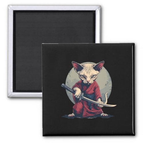 Japanese Art Cat Ninja Ukiyo_e Anime Style Samurai Magnet