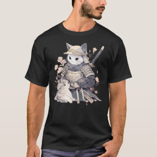Japanese Art Cat Ninja Ukiyo-e Anime Style Samurai T-Shirt