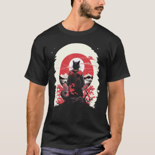 Japanese Art Cat Ninja Ukiyo-e  Style Samurai Cat T-Shirt
