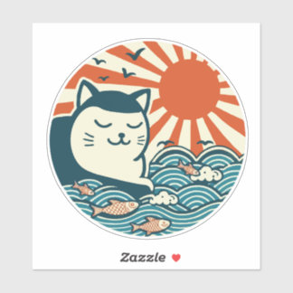 Japanese Art Cat Sticker